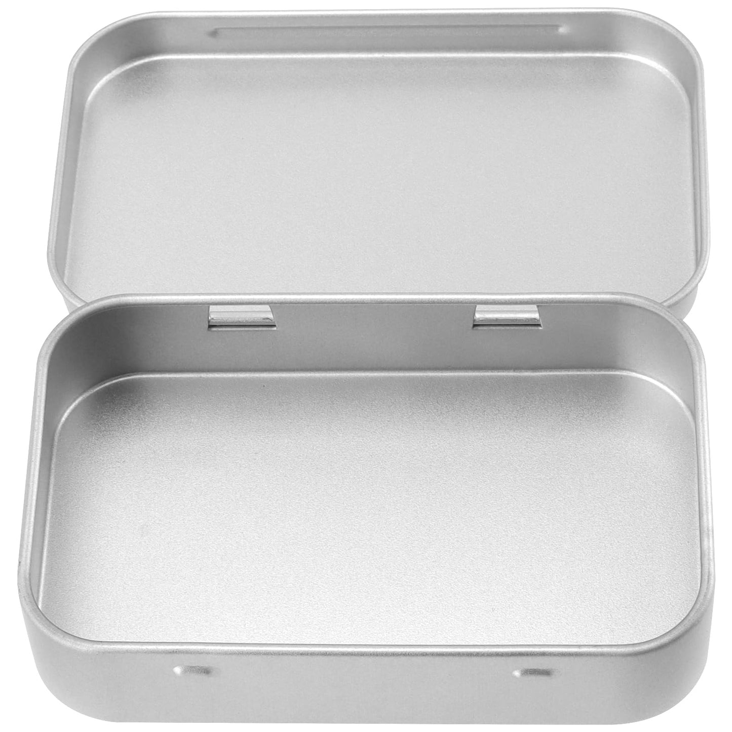 ZEONHAK 30pcs Silver Rectangular Metal Hinged Tin Box with Lid, 94 x 61 x 20mm, Storage Box for Candies & Small Items