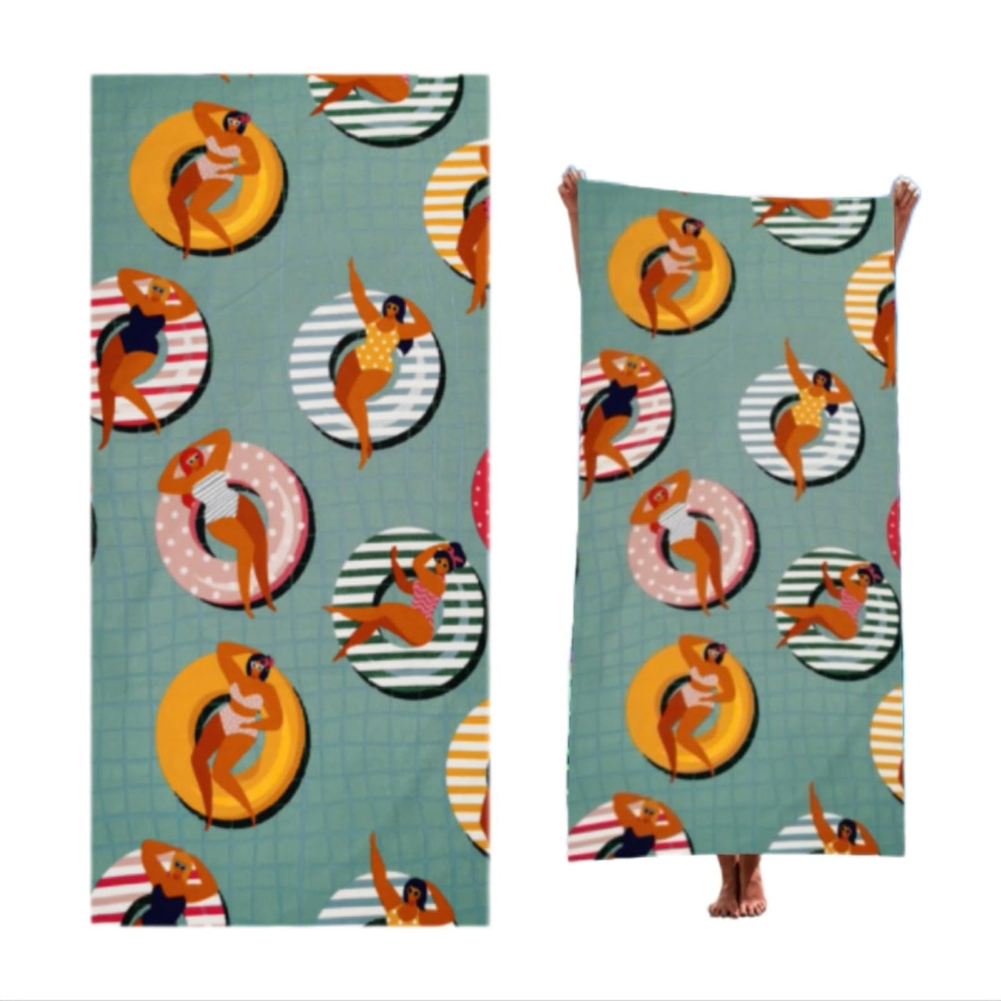 Irunfast Beach Towels, Microfibre Beach Towel, Soft and Delicate Quick Dry Beach Towel Suitable for the Beach,Swimming, Spa and Home(Blue Circle)