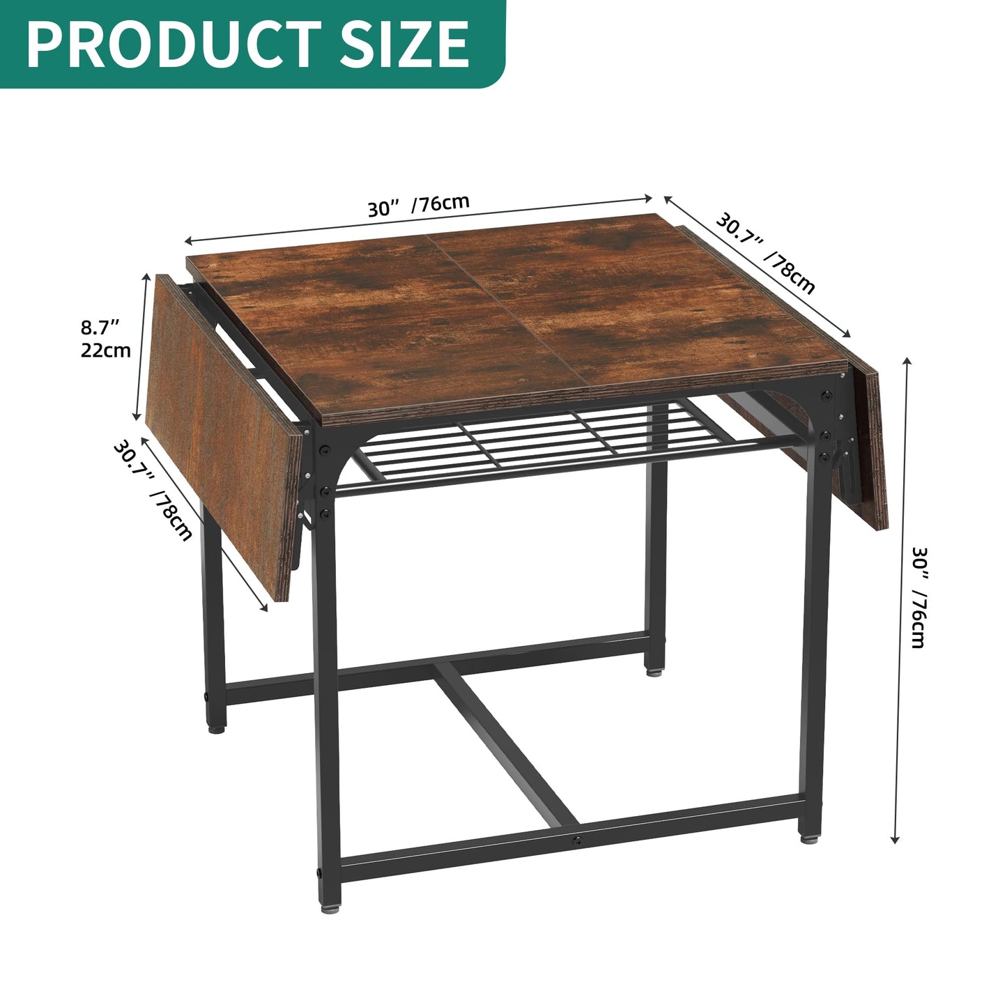 YITAHOME Folding Dining Table, Drop Leaf Table, Black