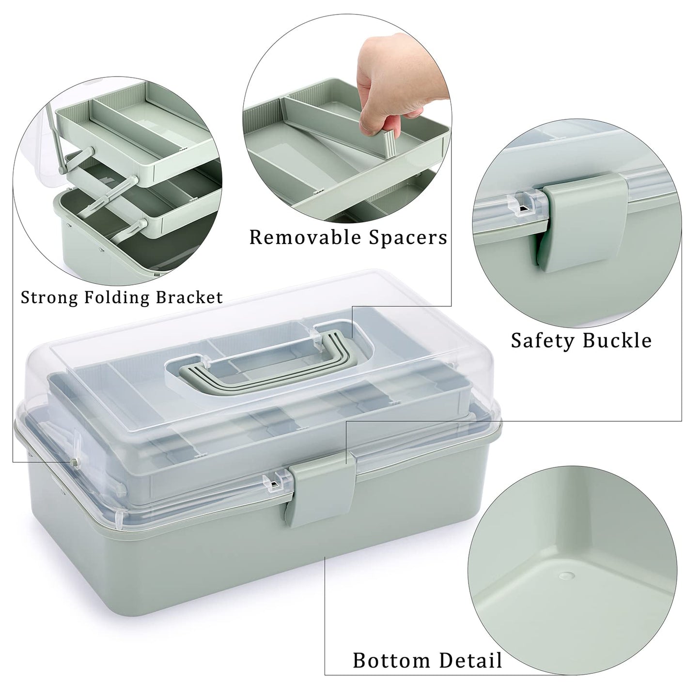 IGNPION 3 Tiers Craft Stackable Storage Box，Plastic Tool Dividers Organiser