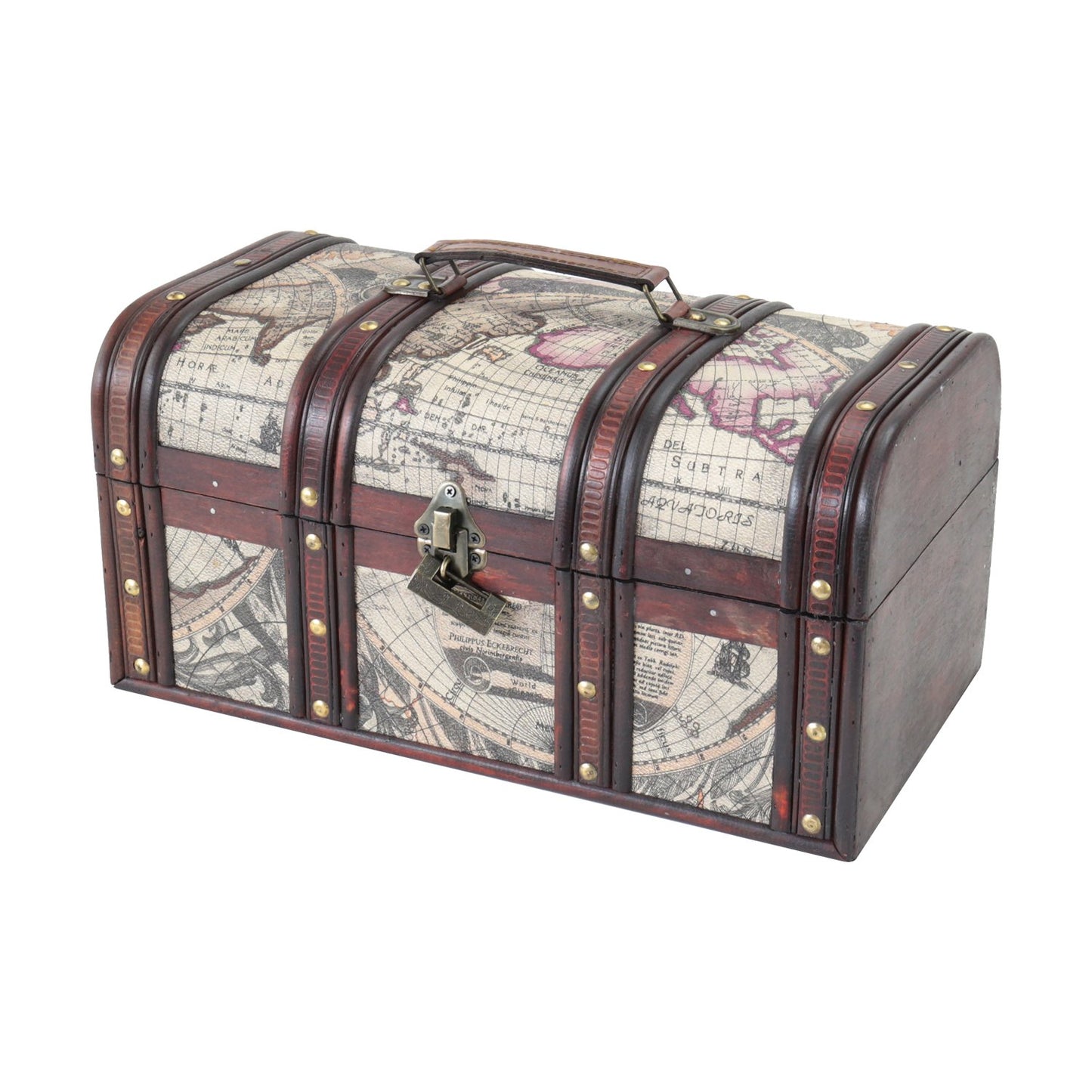 HMF Wooden Treasure Chest, Large Treasure Box with Decorative Lock for Children’s Parties | 38 x 20 x 19 cm | Cuba