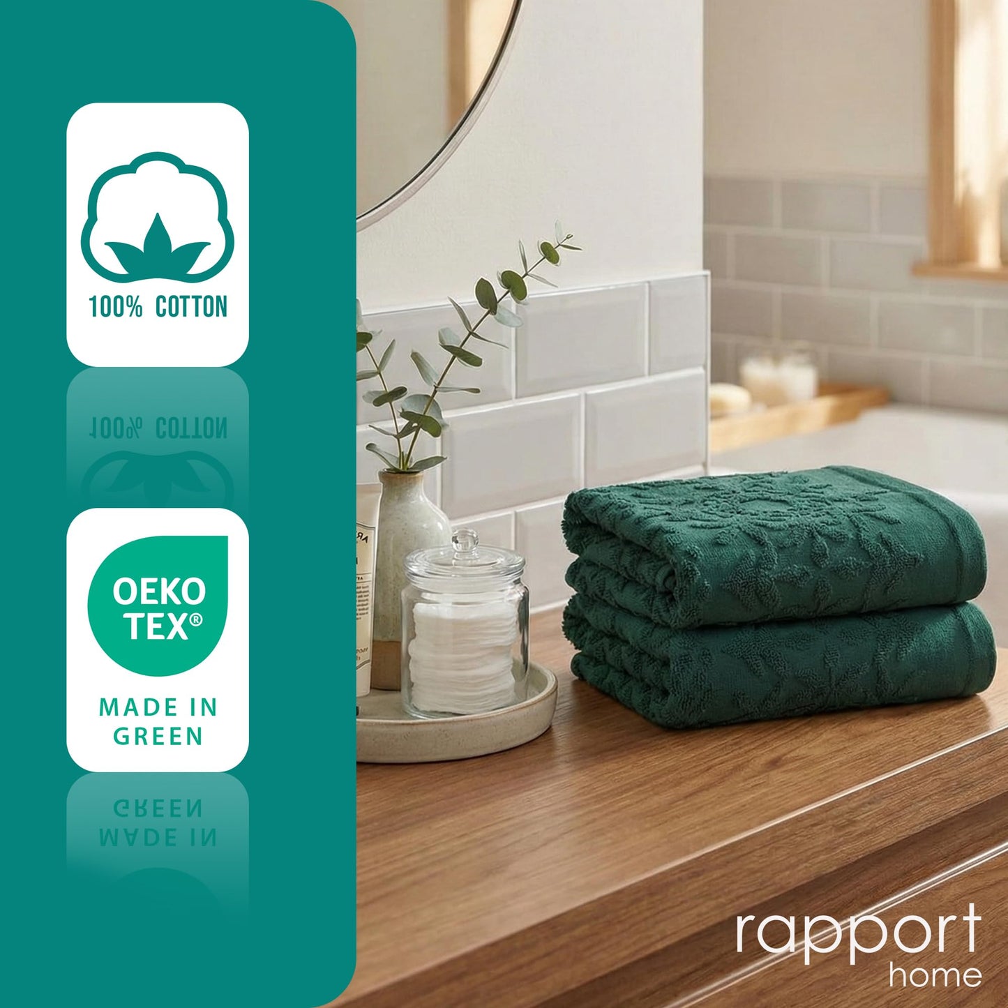 Rapport Home Versailles Jacquard Face Towels 2-Pack – Luxurious 100% Cotton 500gsm Soft Absorbent Face Cloths