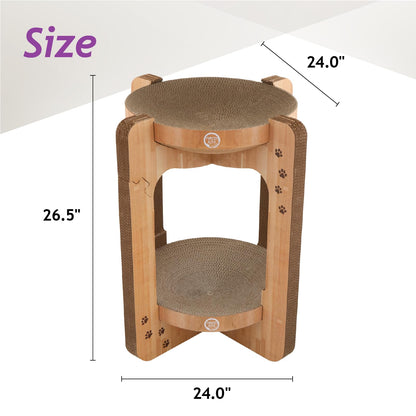 Necoichi Cozy Cat Scratcher Bowl, 100% Recycled Paper, Chemical-Free Materials, No.1 sellr in Japan! (Tower (Oak), XL)