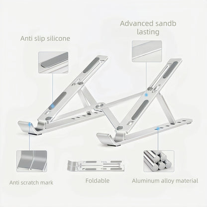 JUNEYE Laptop Stand Lap Desk, Ergonomic Foldable Computer Stand with Adjustable Height, Ventilated Aluminium Alloy Riser Compatible with MacBook Air