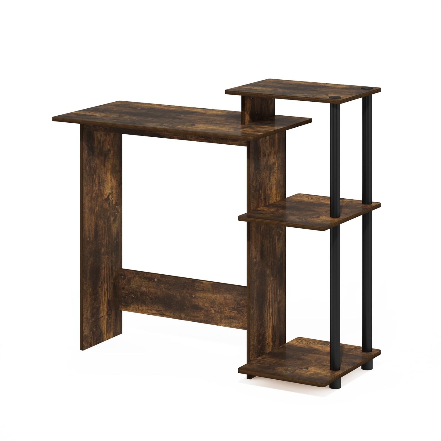 Furinno EFFICIENT Desk, Gaming Desk, with 3 Open Side Shelves, Laptop Notebook Computer Desk,Office Desk for Home Office, Study Room, Dorm, Amber Pine