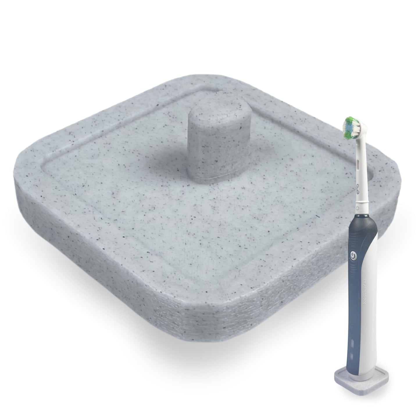 Electric Toothbrush Holder Stand Compatible with Oral-B – Single (Marble Blue mist, Single)