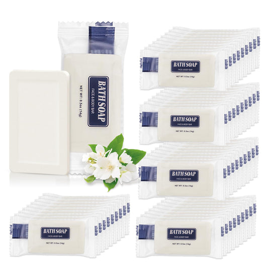 SLequipo 120 Pack Bar Soap Bulk, Mini Soap Bars Bulk Individually Wrapped, 0.5 oz Travel Soap Small Hotel Soaps Travel Size Toiletries for Hotel Guest