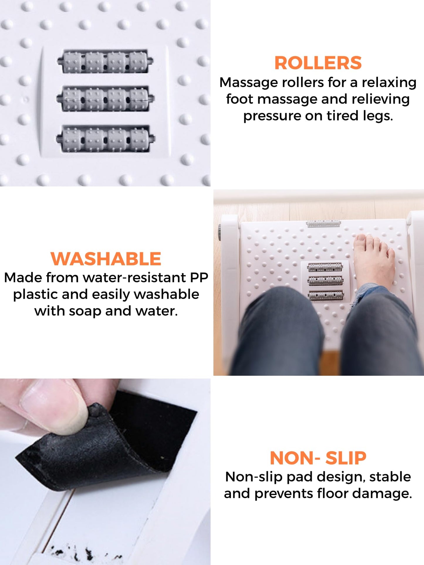 MAGIC SELECT Adjustable Under Desk Foot Rest, Ergonomic Office Footrest, Non-Slip, Foot Rest with Massage Function, Improves Posture and Circulation
