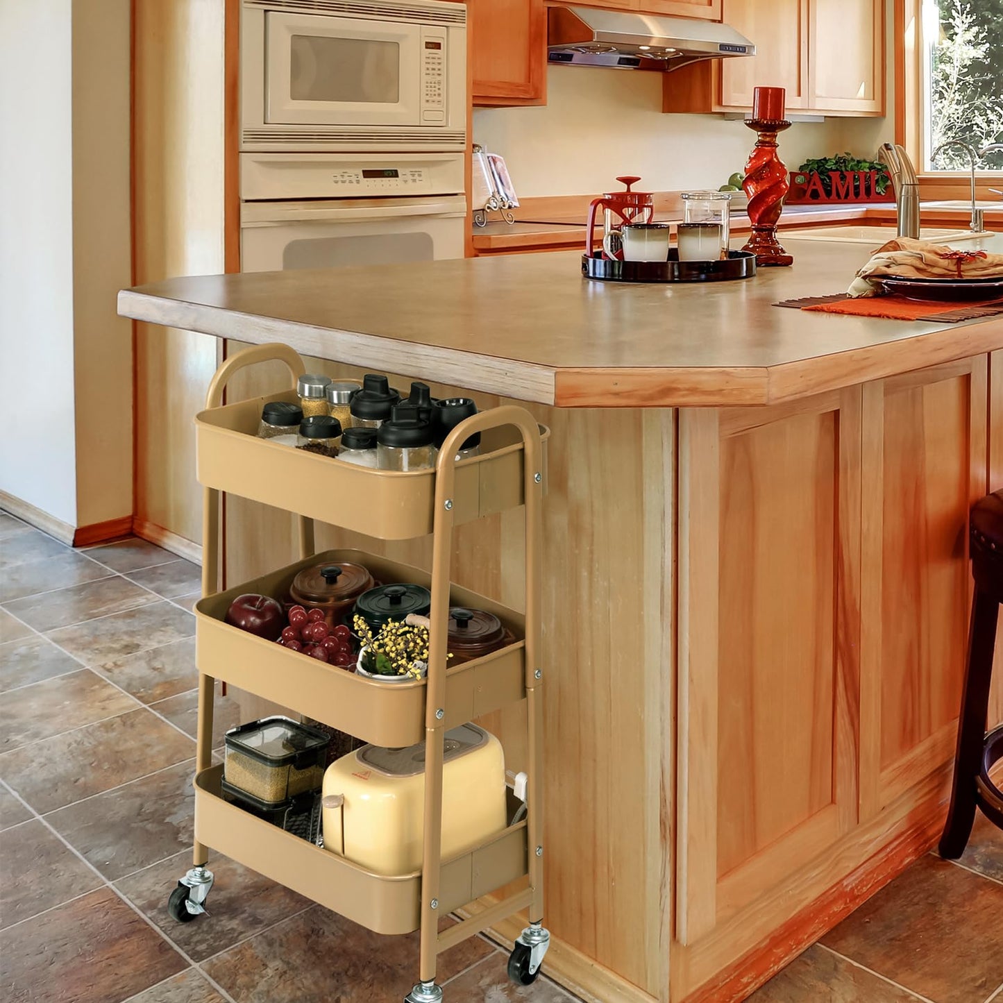 DOEWORKS Storage Trolley on Wheels Kitchen Trolley Metal Craft Trolleys