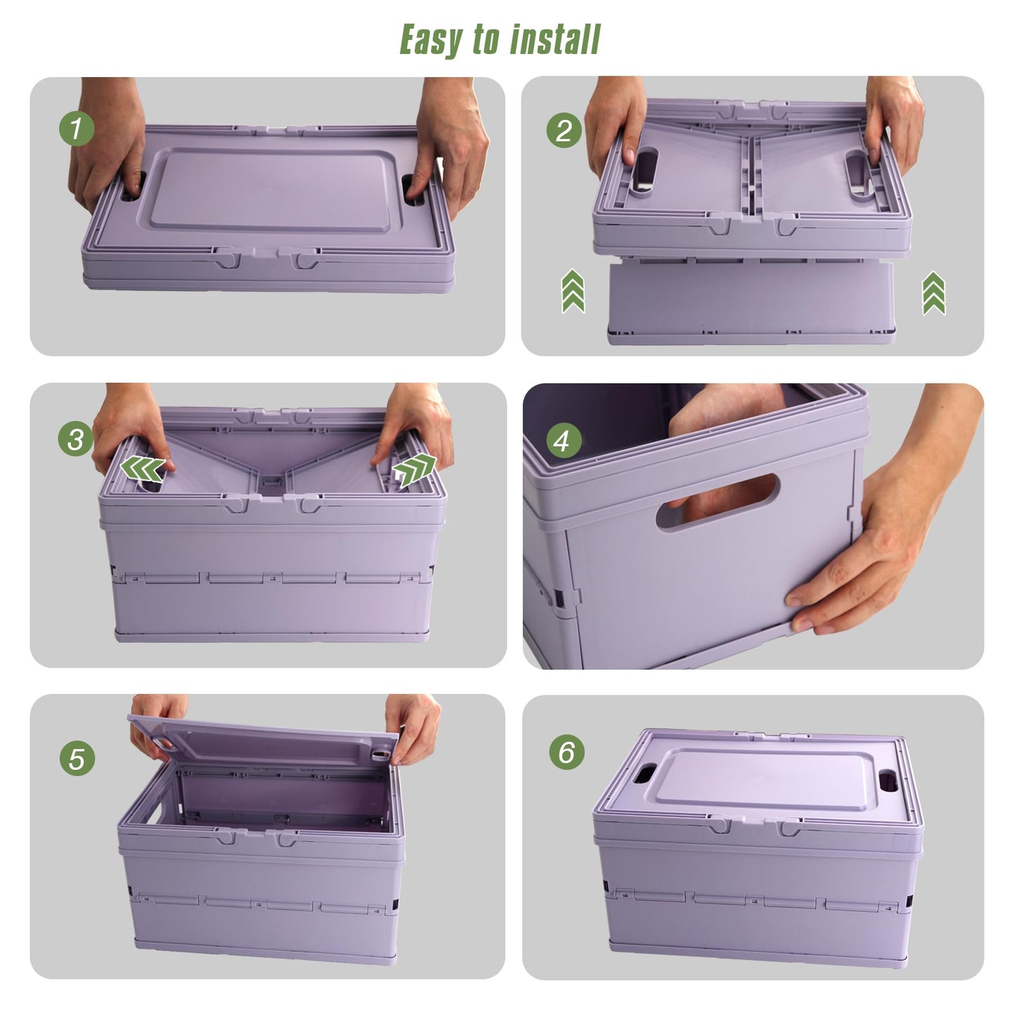 Vivikivi Collapsible Storage Crate,Plastic Storage Box, Green