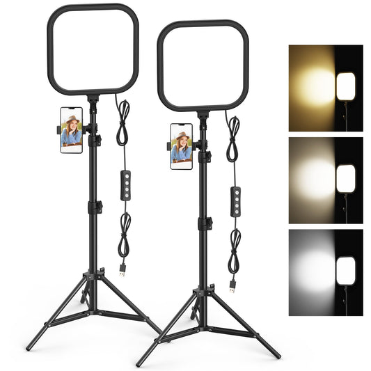 Hagibis - Set of 2 LED Video Lights, 15W Photography Lighting Kit, 78 Inch Dimmable Studio Lights with Tripod, 2500-8500K Flux Light for Video