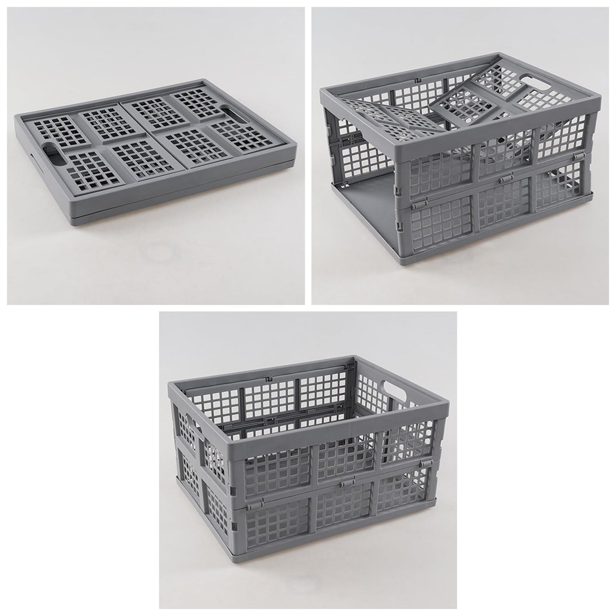 Bblina 30 Liters Collapsible Crate, Plastic Foldable Basket Crate Set of 3