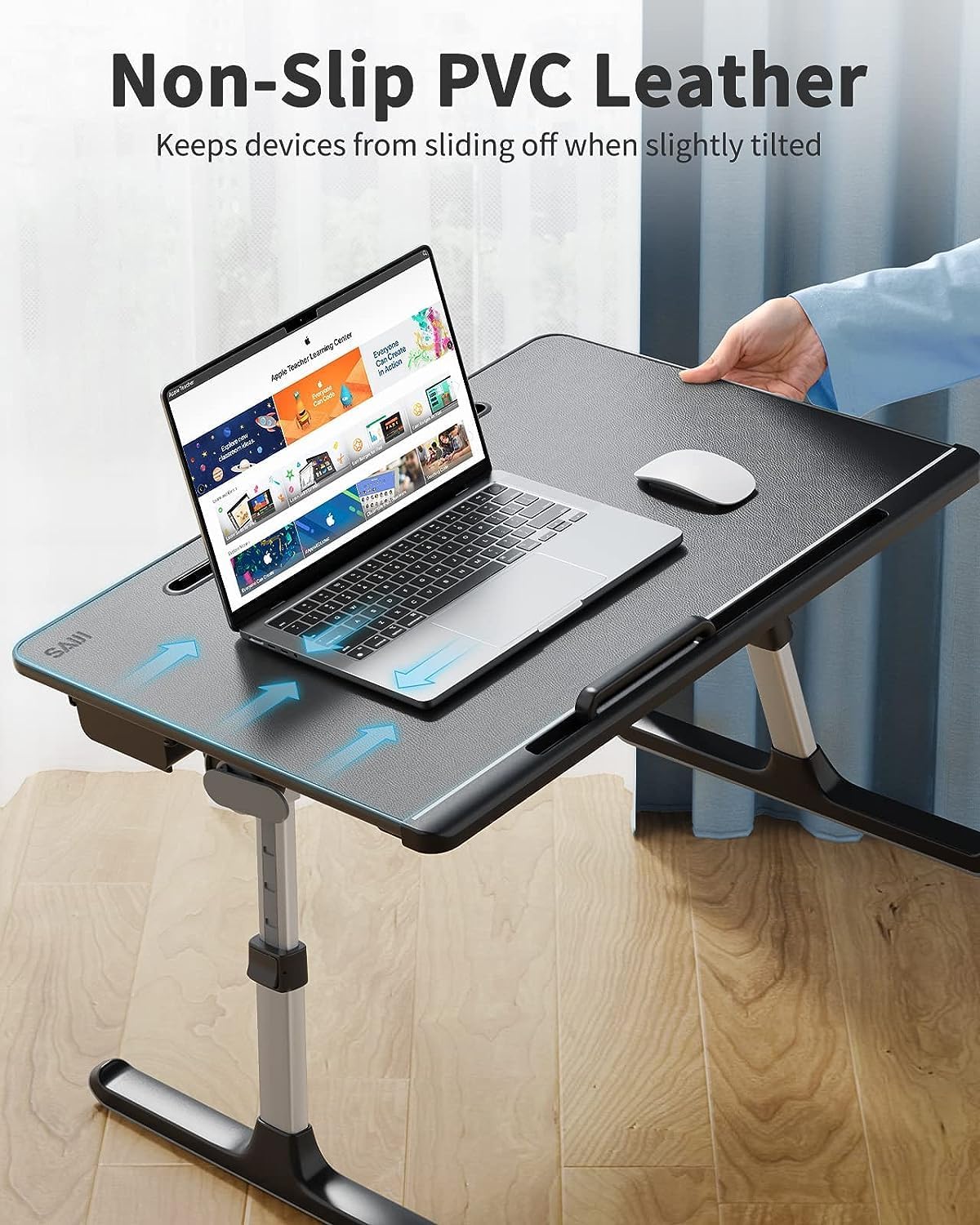 SAIJI Laptop Bed Tray Desk, X-Large Adjustable Laptop Table Black
