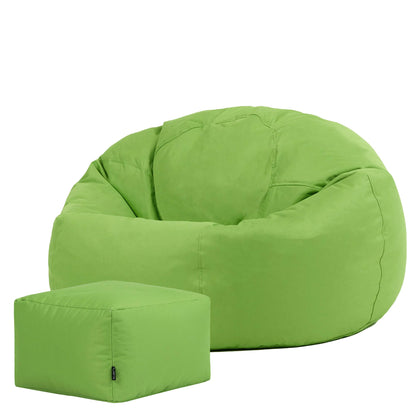Bean Bag Bazaar Kingston Outdoor Bean Bag & Footstool with Filling, Green