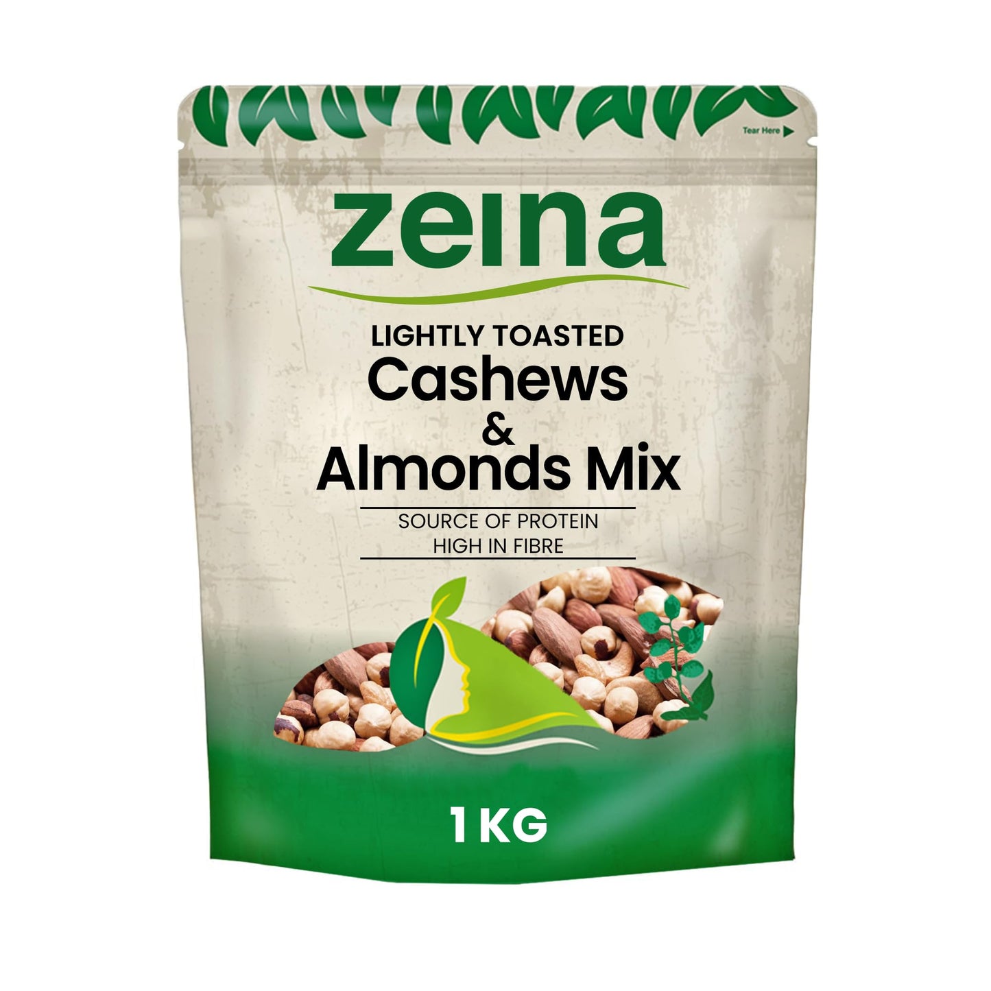Zeina Lightly Toasted Cashews and Almonds Mix (1Kg) - Gluten Free Healthy Snacks, Packed with Fibre, Protein, Vitamins and Minerals, Great for