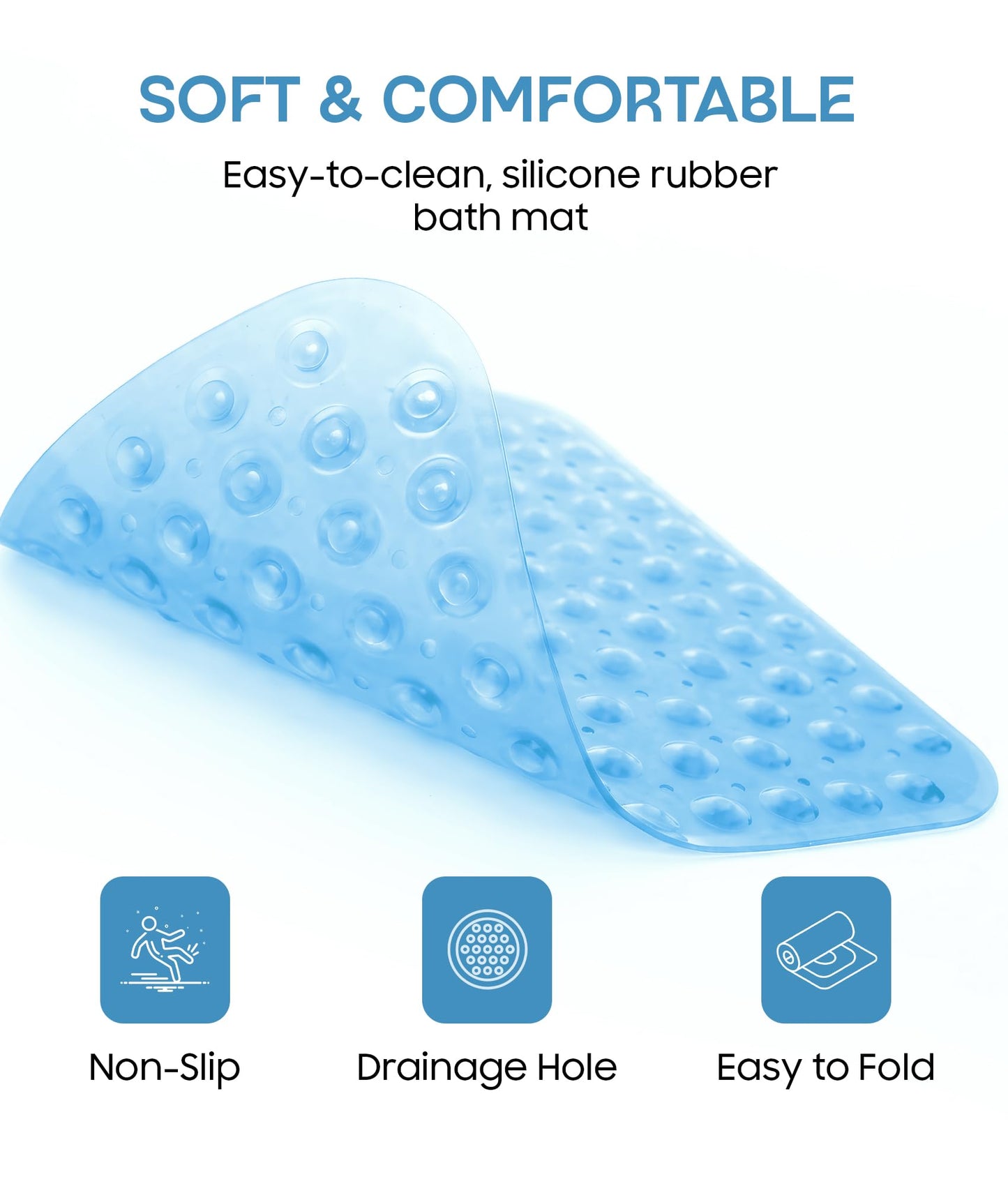 AUNEK Corner Shower Mat Non Slip Anti Mould, 54 x 54cm Premium Quality Inside Shower Mat for Quadrant Bathroom Corners
