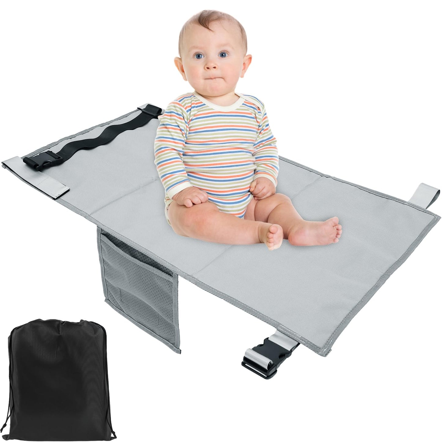 NIHUIFDPY Toddler Airplane Bed, Portable Airplane Foot Hammock for Kids, Grey