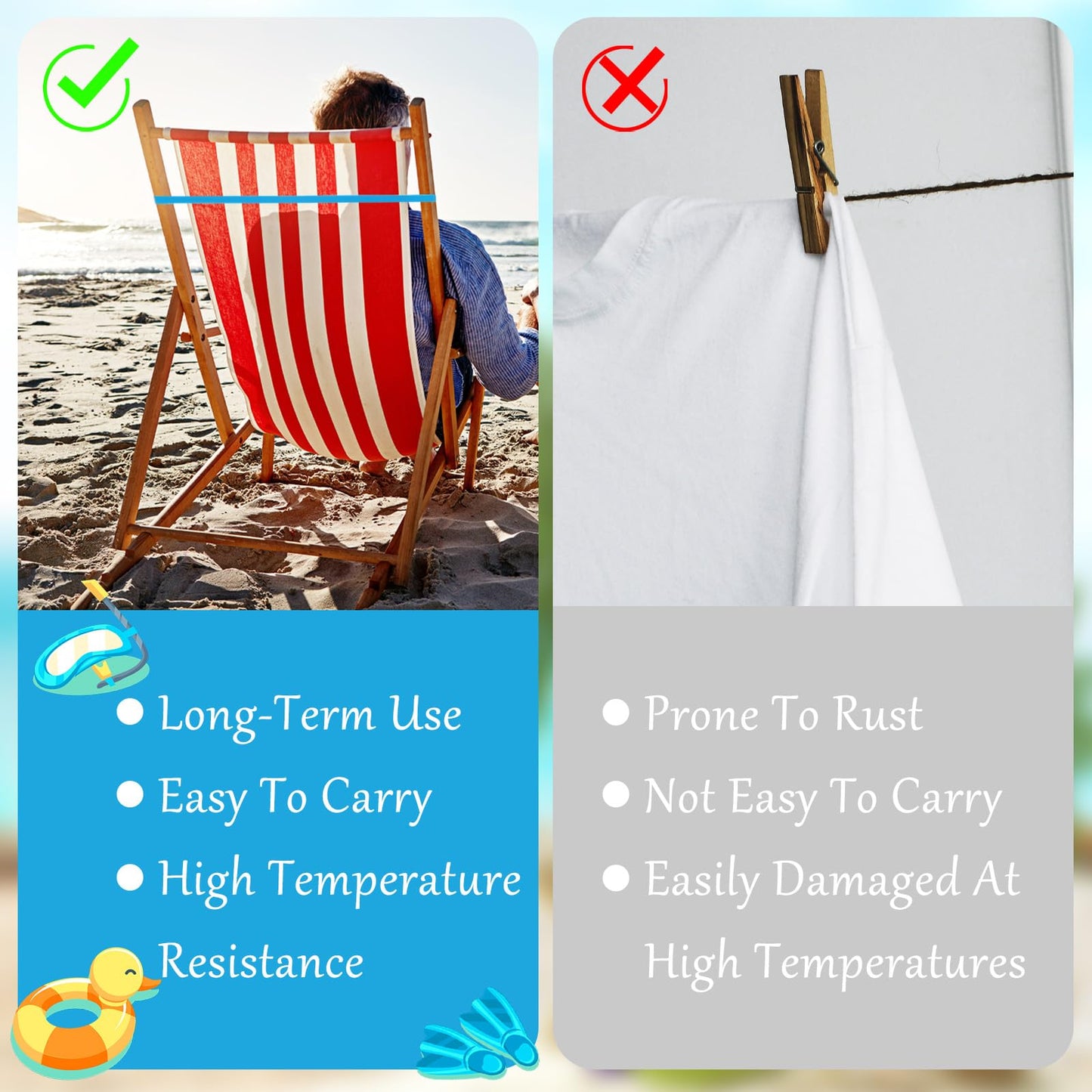 HJZHII 6 Pcs Beach Towel Bands, Silicone Towel Clips for Cruise Chairs