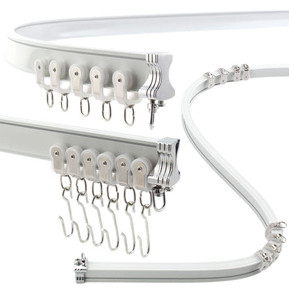 Aluminium Flexible Ceiling Curtain Track 3ft-16.4ft / 5m | Bendable Curtain Rail for Bay Windows & Shower | Heavy Duty Ceiling Mounted Track for
