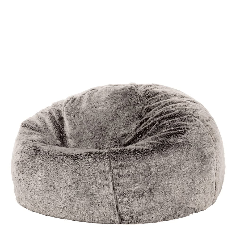 icon Kingston Faux Fur Fluffy Bean Bag with Filling Included, Grey