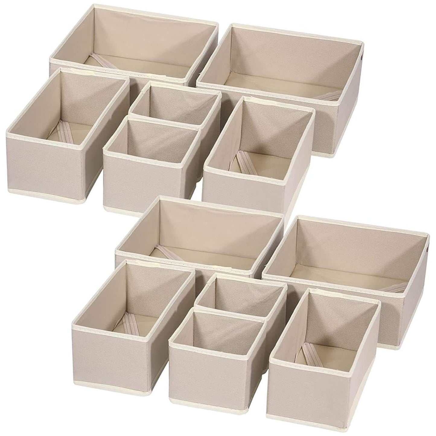 Kiswleon Clothes Drawer Organisers,12-Piece Drawer Dividers, Folding Wardrobe Drawer Divider Clothe for Bedroom Fabric Underwear
