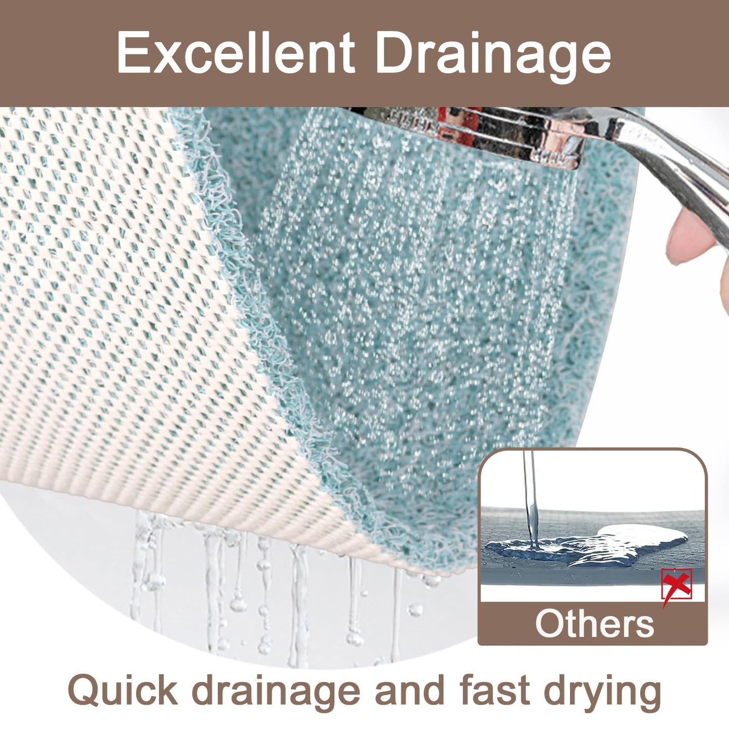 Non Slip Anti Mould Bath Mat - 60 x 40 cm Anti Slip Mat for Inside Shower - Loofah Shower Mat Green - Long Washable Matt for Elderly & Wet Room