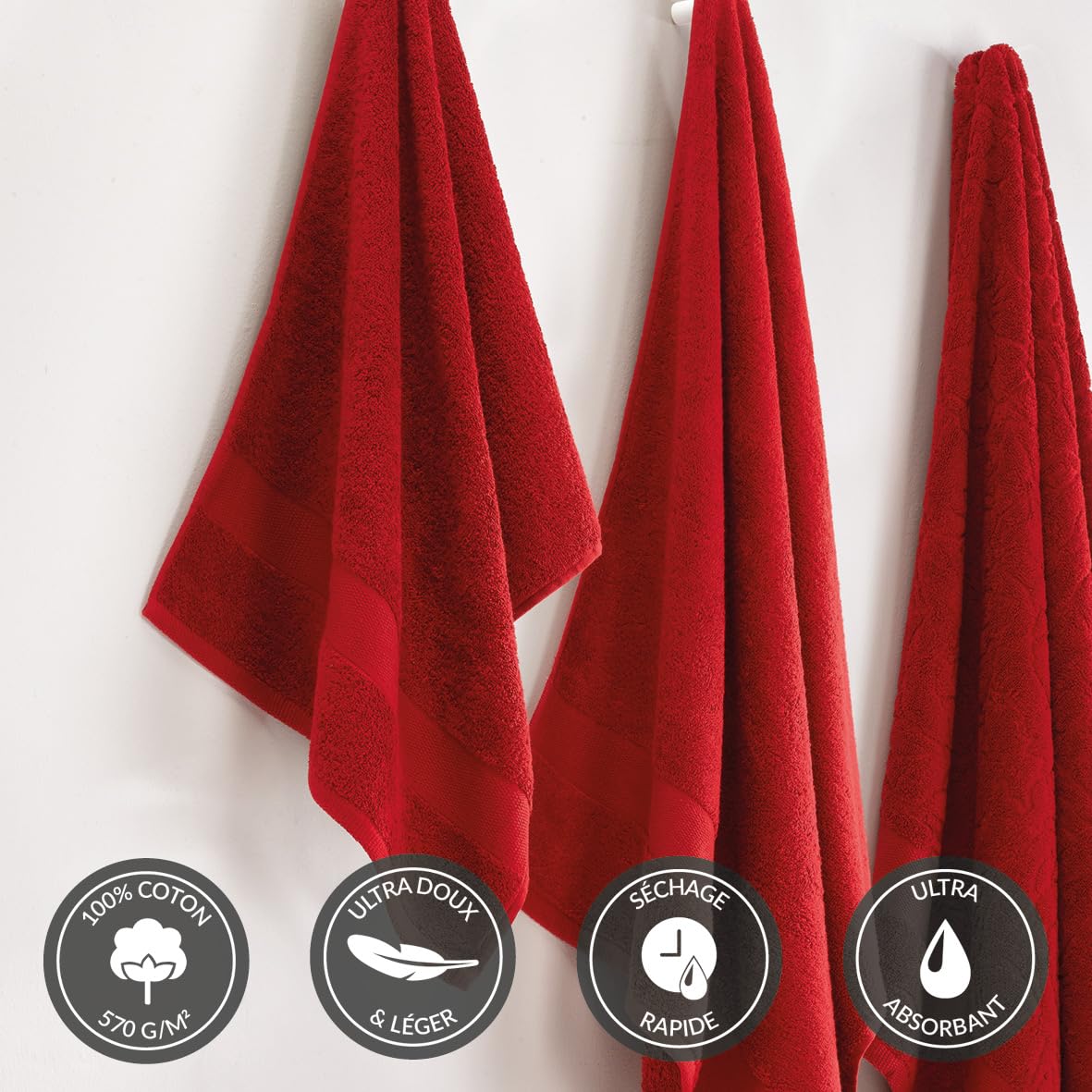 Pure Cotton - Set of 2 Towels & 2 Bath Sheets - Combed Cotton Fabric - Standard 100 Oeko-TEX - Washable 40°C - 2 x 50 x 100 cm / 2 x 70 x 140 cm