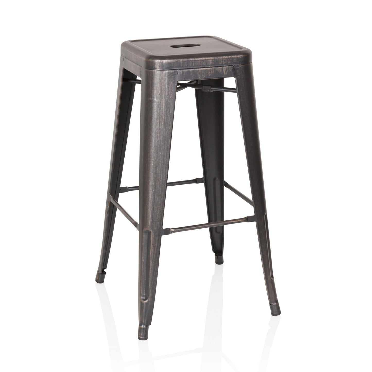 hjh OFFICE Vantaggio High 645035 Bar Stool Metal Black/Gold Retro Industrial Design Stackable
