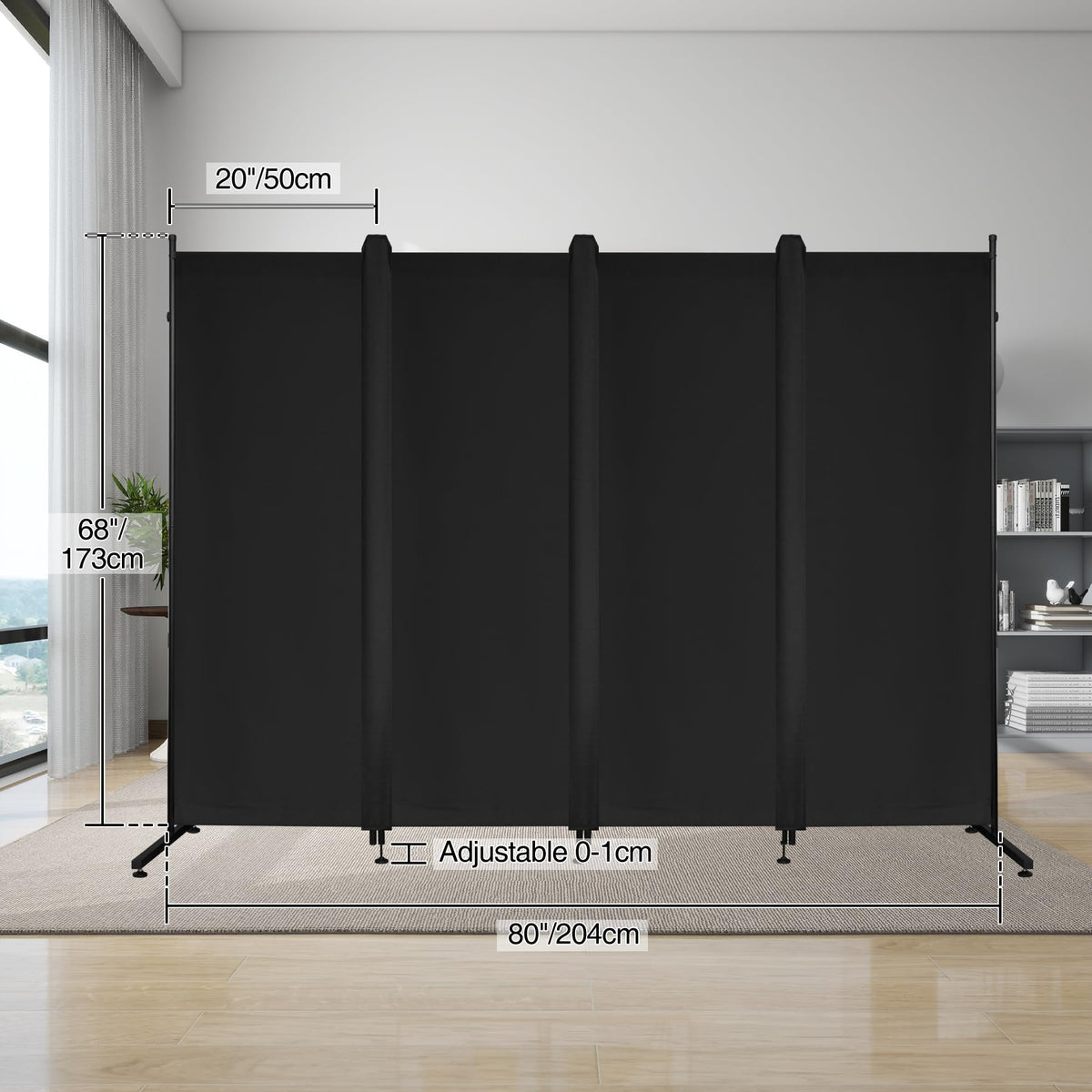 REDCAMP 4-Panel Portable Privacy Screen Freestanding with Sealing Strips