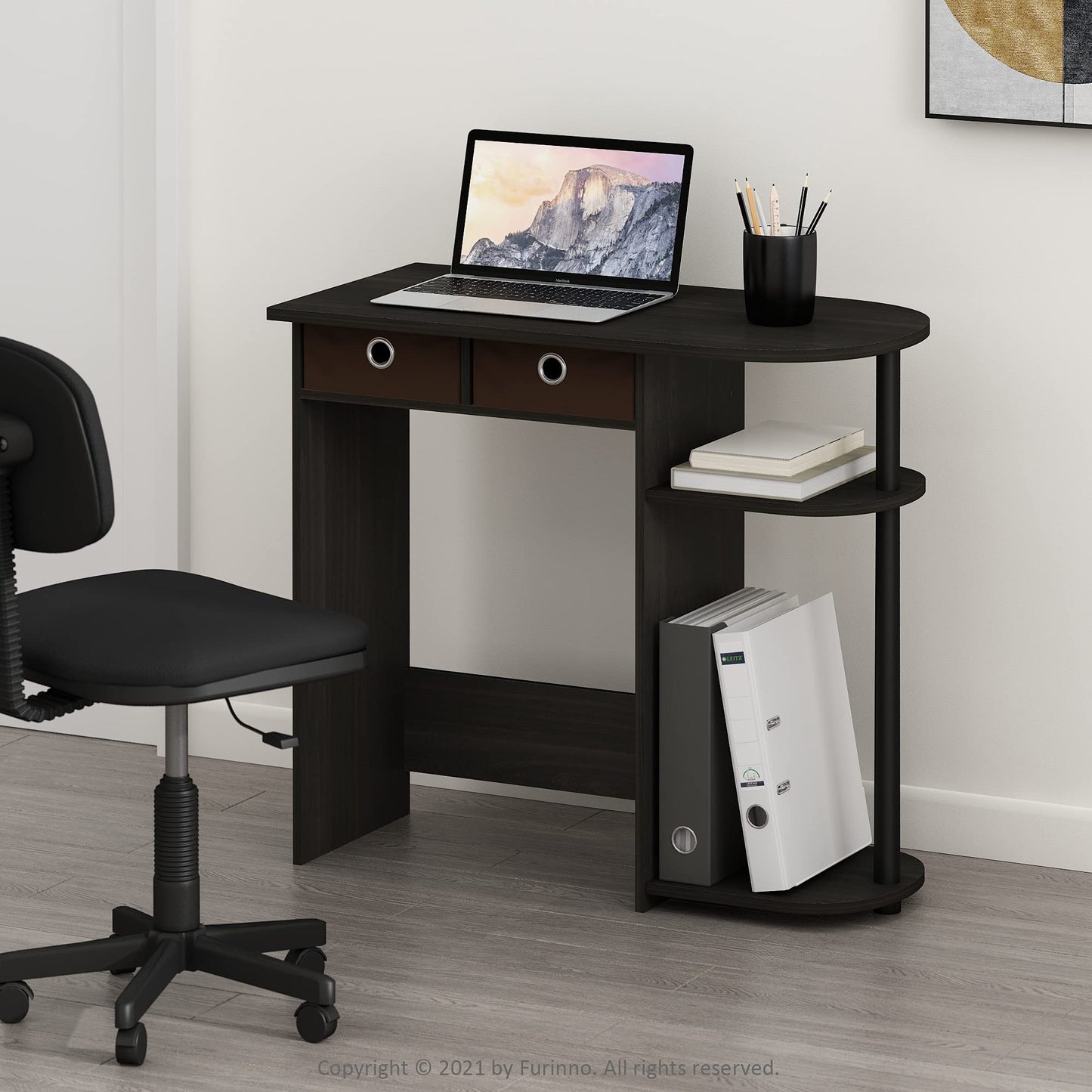Furinno Go Green Home Laptop Notebook Computer Desk, Study Desk, Writing Desk, Espresso/Black/Brown