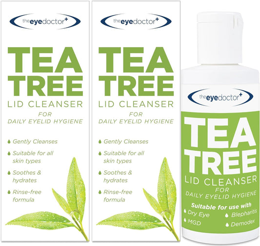 The Eye Doctor Tea Tree Lid Cleanser Twin Pack - 2X 100ml ? Daily Hygiene Remove Debris & Make-up Eyelid Eyelashes ? Suitable for Sensitive Eyes ? Tea