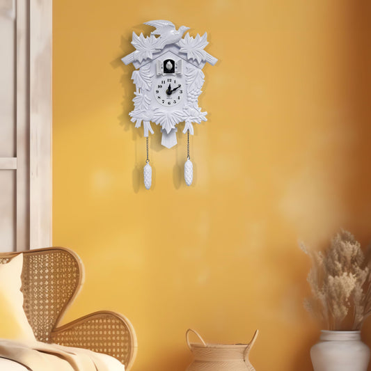 WALPLUS 20.2x37cm White Vintage Cuckoo Clock With Cuckoo Call Simple Fashionable antique style Pendulum Clock Home DIY Decoration Office Accessories