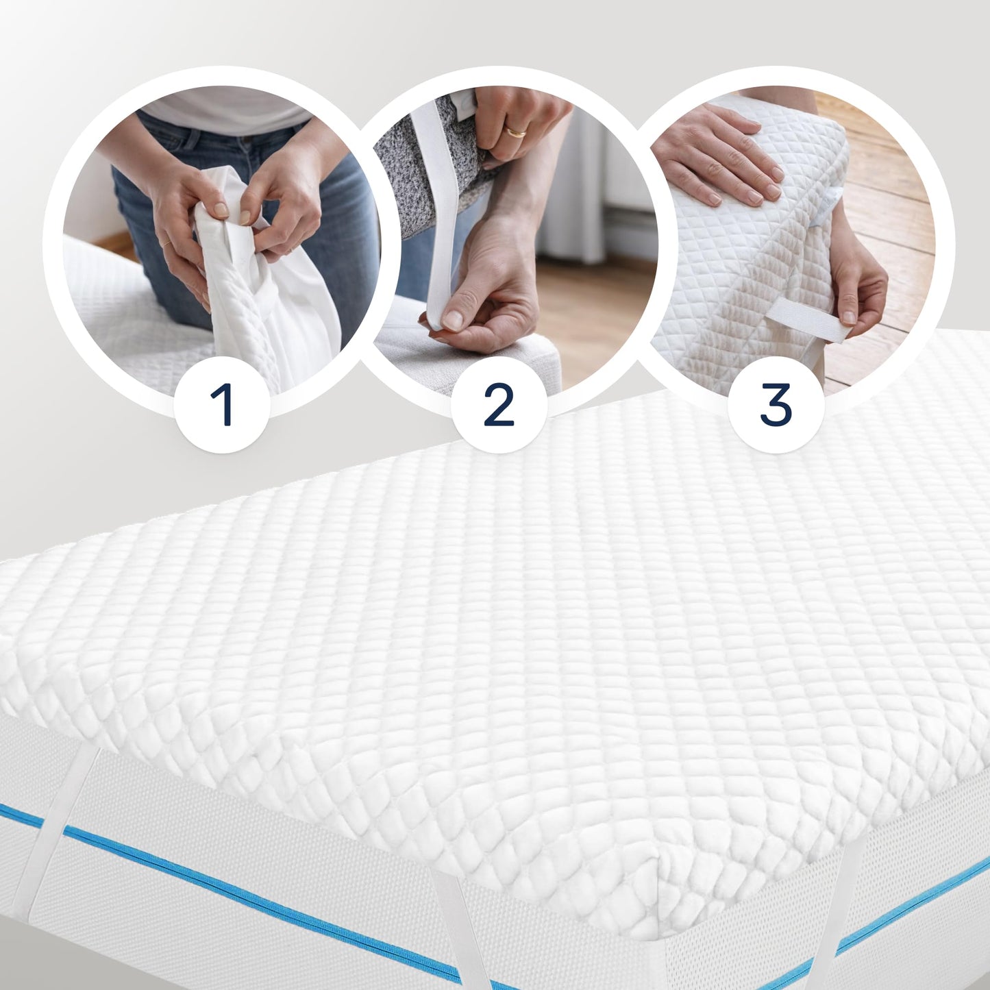 Dailydream Model M Viscoelastic Mattress Topper with Memory Foam Effect, 150 x 190 x 5 cm, Edition Standard, White