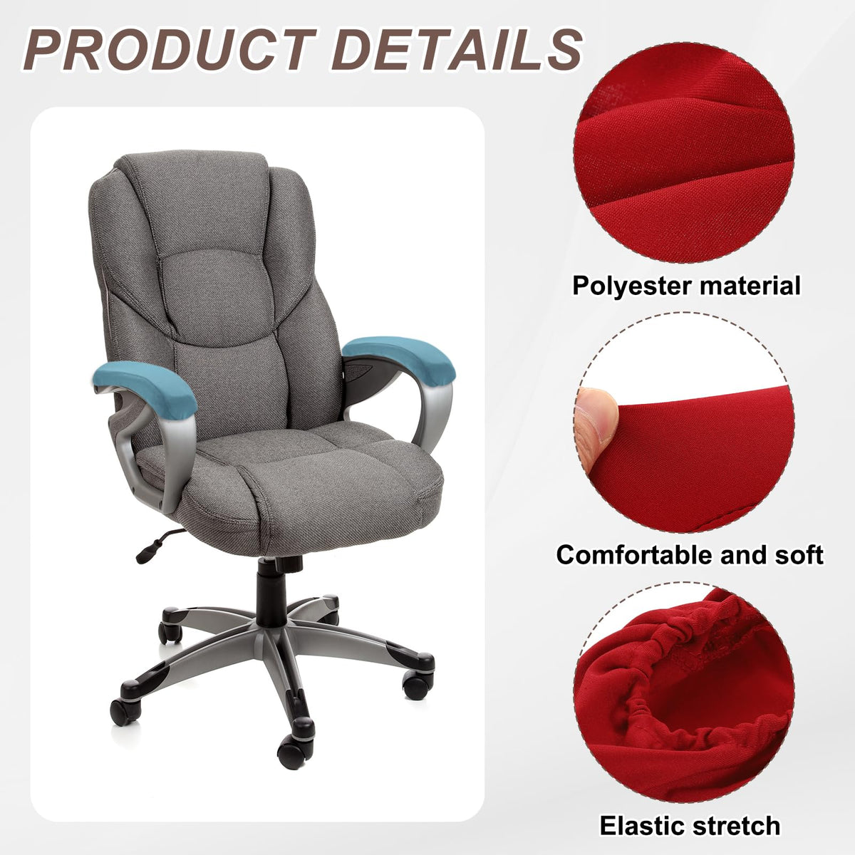 sourcing map Chair Armrest Slipcovers Covers, 32 x 8cm Polyester Removable Seat Hand Rest Protector for Office Chairs Desk ChairWine Red