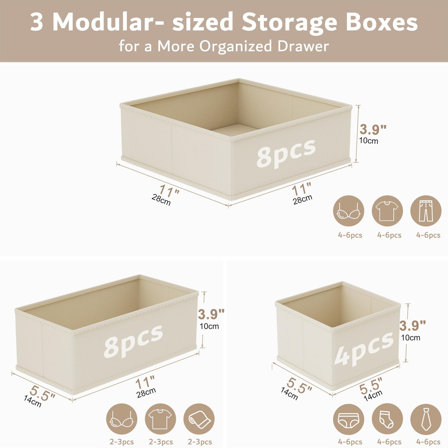 XIVIRACK 20 Pack Drawer Organizer for Clothes, Underwear Drawer Organizer Bins, Foldable Fabric Closet Storage Organizers