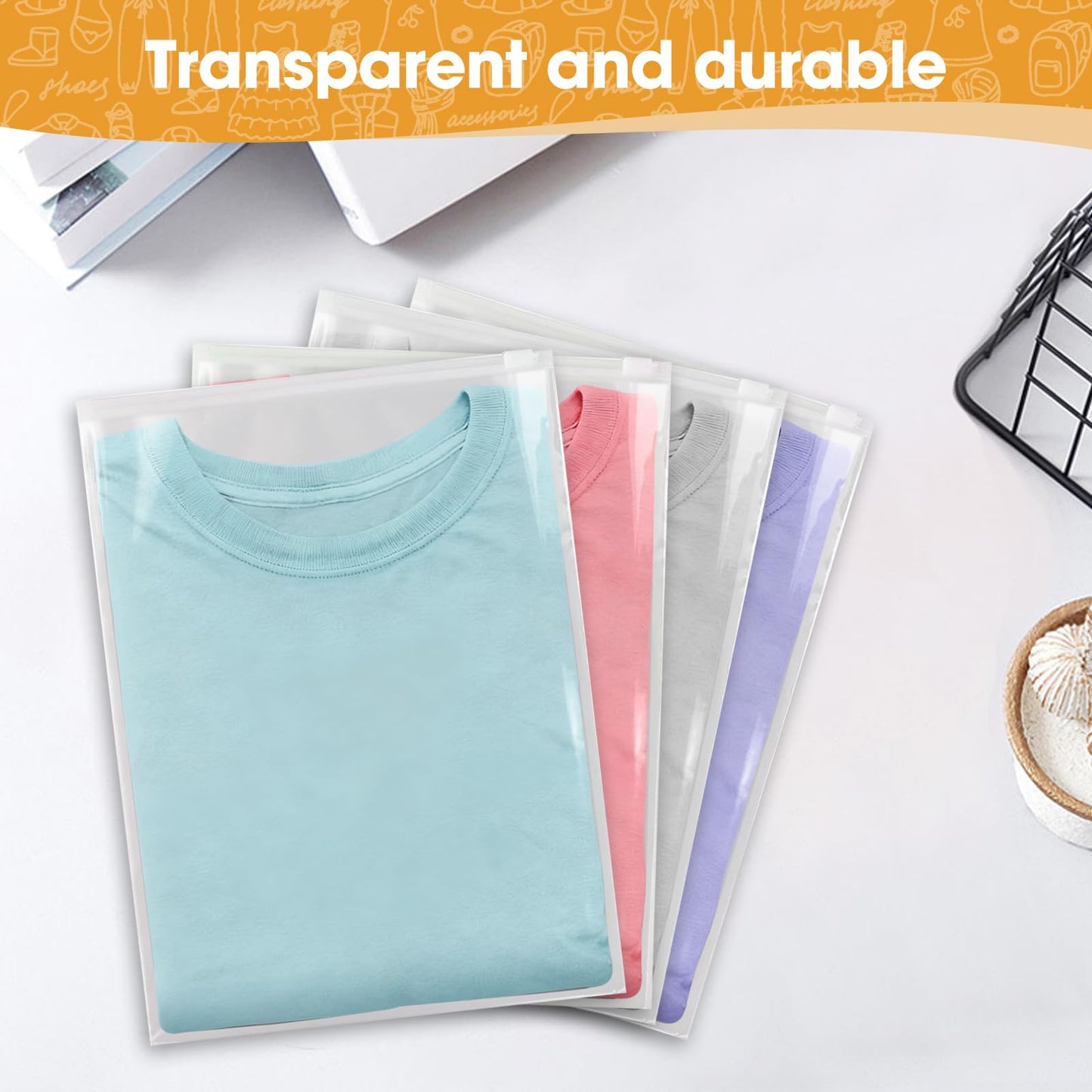 20 Pcs Reusable Ziplock Bags for Clothes 40x30cm Large Travel Zip Lock Bags Waterproof Luggage Organiser for Clothes Shoe Offices Supplies Cosmetics