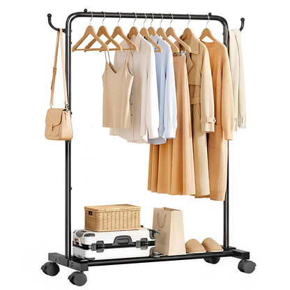 Yorbay Portable Clothes Rack for Bedroom: 4 Lockable Wheels Move Rooms
