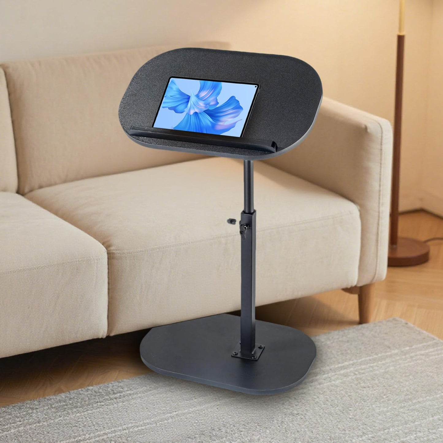 YYW Side Table TV Tray for Couch, 90° Tiltable, Height Adjustable, Black