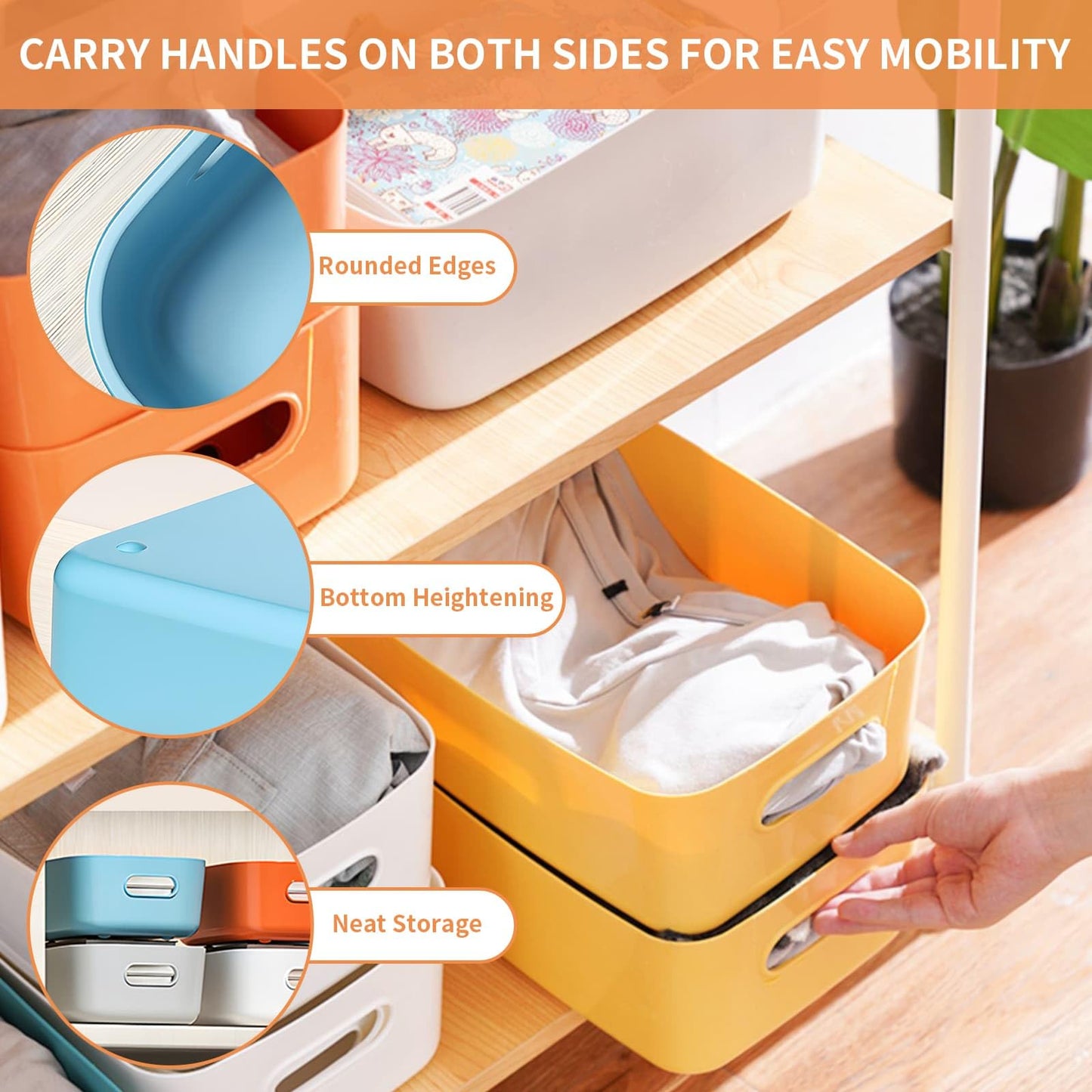 Eidoct 7PCS Plastic Storage Boxes, Stackable Cupboard Organiser