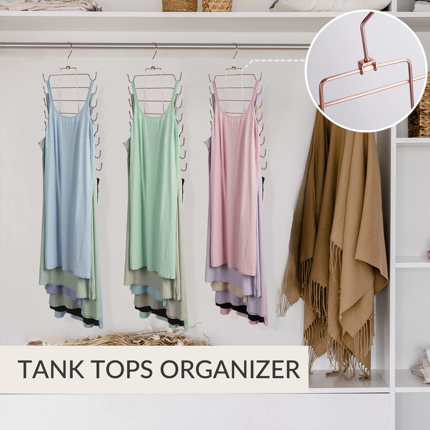 ZEDODIER Tank Top Hanger, 2 Pack Space Saving Hangers, Non-Slip Hanging Bras Holder