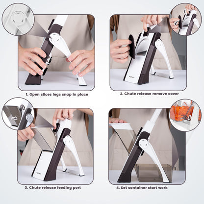 SUPMAKIN Safest Mandoline Vegetable Slicer/Chopper, Potato Chip Cutter, Multifunctional Veg Chopper with 4 Cutting Modes to Slice, Dice, Chop,