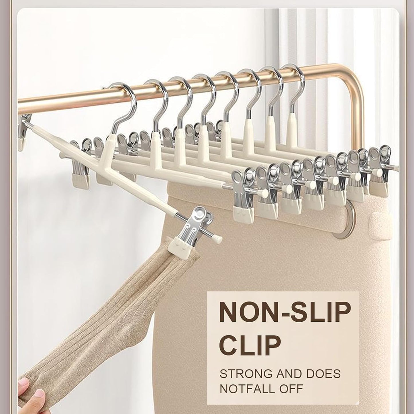 Supmaker 20 Pack Trouser Hanger, 30cm Pants Hangers Space Saving Skirt Hangers with Adjustable Clips,Heavy Duty Clothes Coat Garment Jeans Hangers