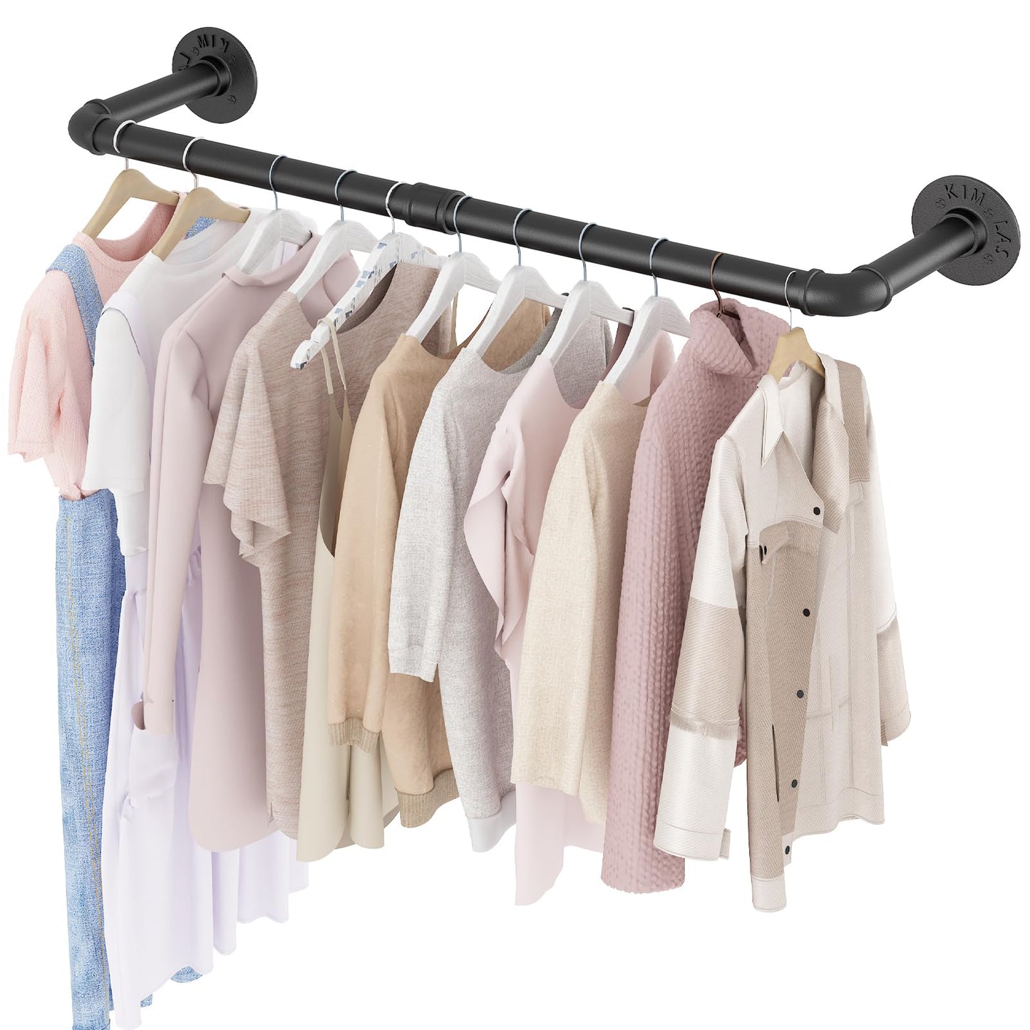 SMILOVII Wall Mounted Clothes Rail, Industrial Clothes Rail Wall Mounted, 92cm Walls Mounted Garment Rail Heavy Duty