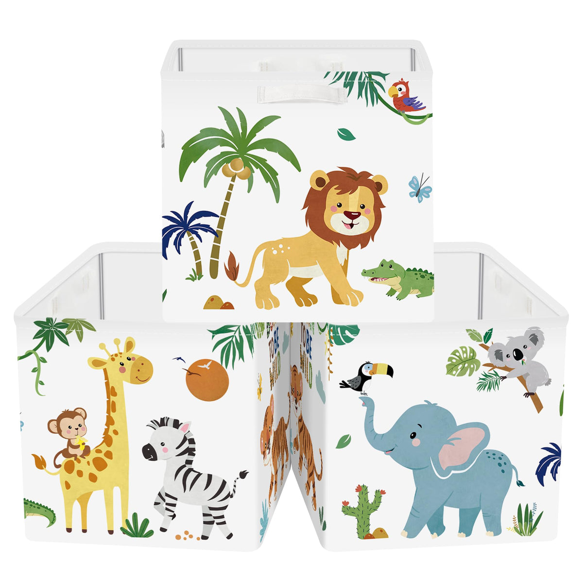 Clastyle 3 pcs Animals Cube Storage Boxes for Shelves Kallax Boxes