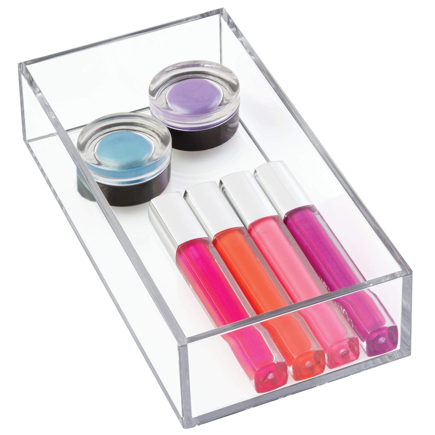iDesign Makeup Organiser Tray, Small Plastic Drawer Organiser for Cosmetics, Makeup and Accessories, Practical Storage Box for Dressing Table