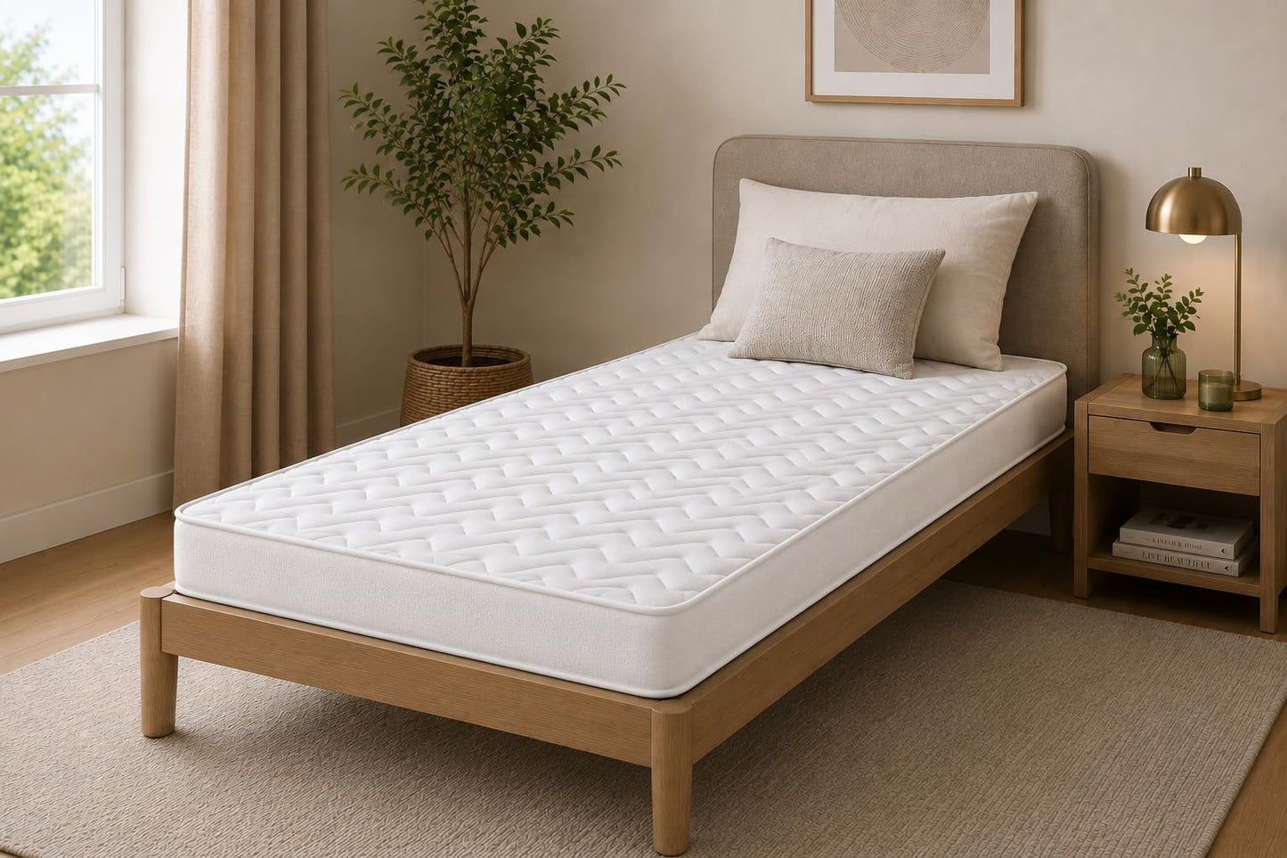 Starlight Beds White Chevron European Small Single Hybrid Mattress