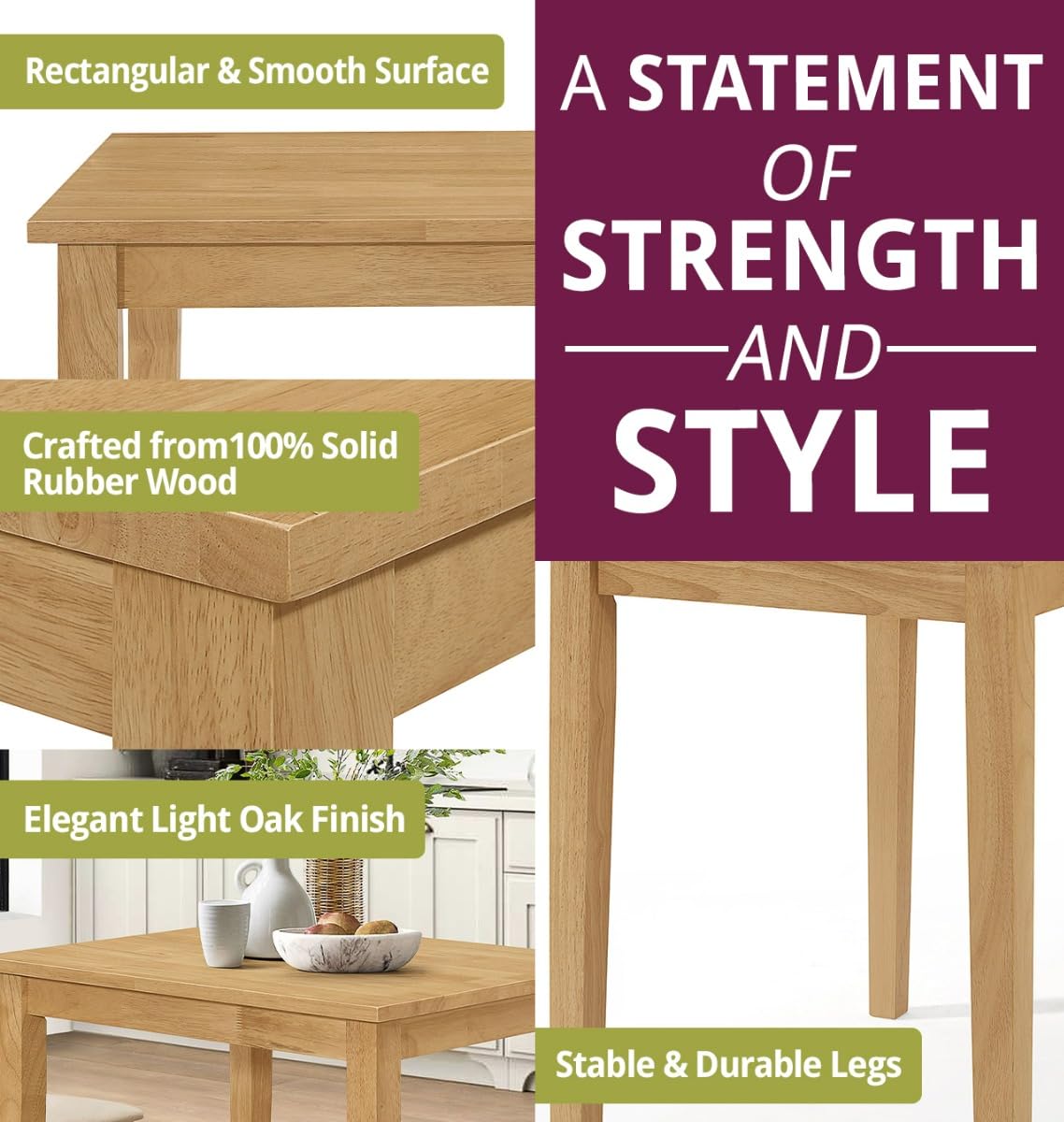 Hallowood Furniture Ledbury Small Light Oak Dining Table and Chairs Set 2
