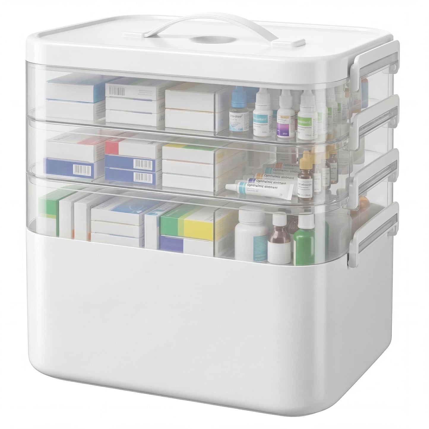 Kryndle Medicine Storage Box, 4 Layer Medicine Box with Compartments