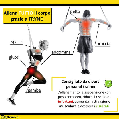 TRYNO TRX Fitness | Multifunctional Gym Tool | TRX Suspension Training | New TRX Suspension Training 2021 + Comfortable and Lightweight + Backpack