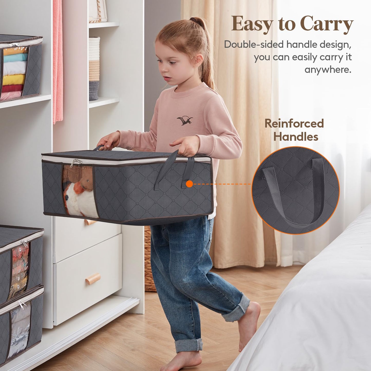 Lifewit 35L Clothes Storage Bags with Clear Window, Foldable Underbed Clothes Covers, Organisers for Clothing, Bedding, Sweaters Protection, 8 Pack
